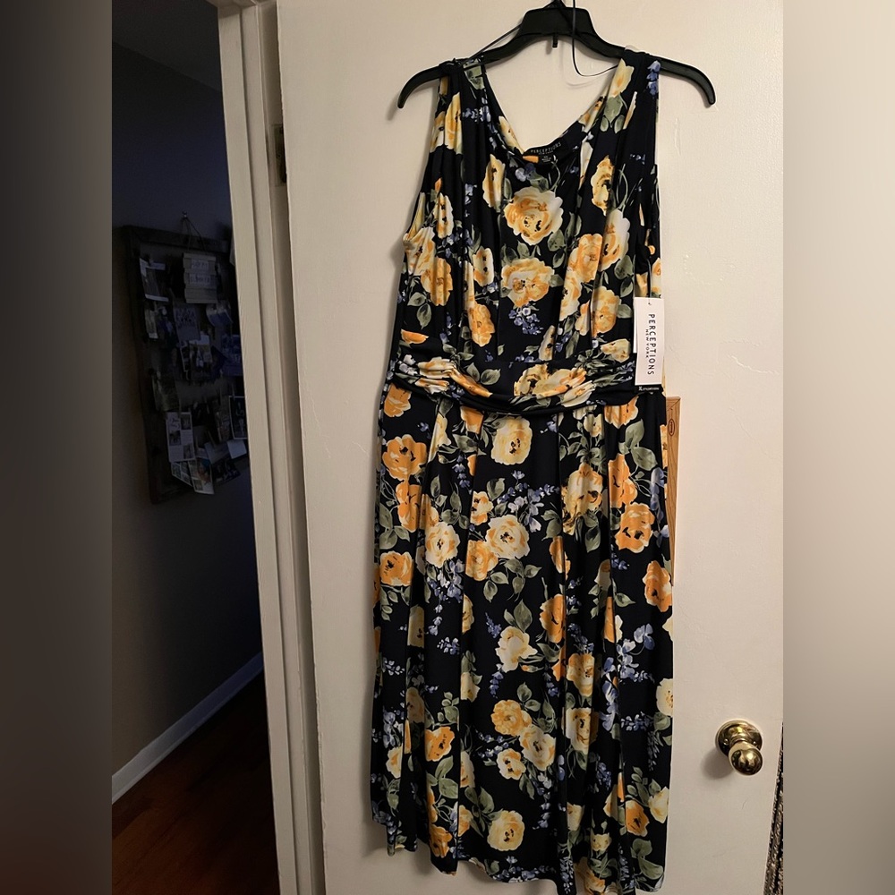 Perceptions Black and Yellow Floral Dress